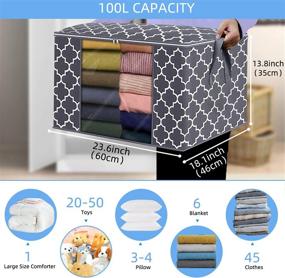 img 3 attached to 👕 QYQBOON 100L Large Clothes Storage Bags: Organize and Protect Your Bedding with Thicken Storage Containers – Foldable, Clear Window, Sturdy Zippers, 3 Pack