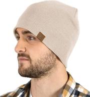 unisex knit beanie hats - cozy, comfortable &amp; flexible ribbed toboggan caps for all-season wear logo