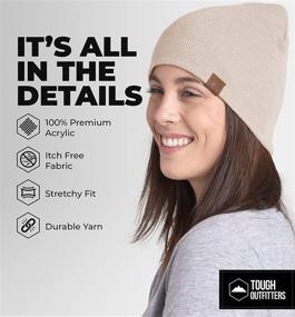 img 3 attached to Unisex Knit Beanie Hats - Cozy, Comfortable &amp; Flexible Ribbed Toboggan Caps for All-Season Wear