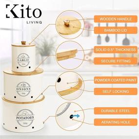 img 3 attached to 🧅 Kito Living Canister Sets: 3-Piece Kitchen Counter Storage with Bamboo Lids - Keep Garlic, Potato, and Onion Fresh, Organize Your Pantry, Stackable Design