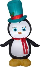 img 3 attached to 🐧 Gemmy LED Penguin with Top Hat & Merry Christmas Scarf Airblown Decoration – Ideal for Christmas Celebrations (1)