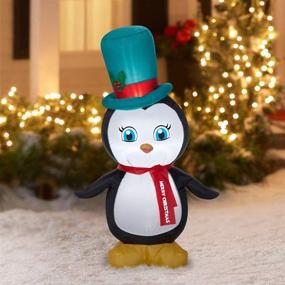 img 2 attached to 🐧 Gemmy LED Penguin with Top Hat & Merry Christmas Scarf Airblown Decoration – Ideal for Christmas Celebrations (1)