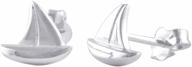 sterling silver sailboat stud earrings, 0.31 inches - enhanced seo logo