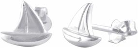 img 1 attached to Sterling Silver Sailboat Stud Earrings, 0.31 inches - Enhanced SEO