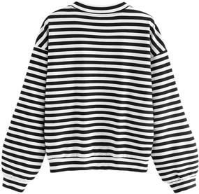 img 3 attached to 👚 Floerns Women's Drop Shoulder Long Sleeve Sweatshirt with Striped Pattern