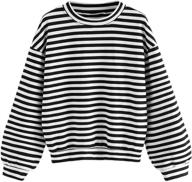 👚 floerns women's drop shoulder long sleeve sweatshirt with striped pattern logo