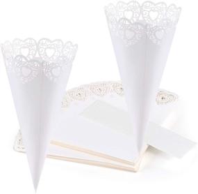 img 4 attached to 💍 Набор конфетти и конусов из 100 штук GWHOLE в форме сердца для свадебной вечеринки, белого цвета.