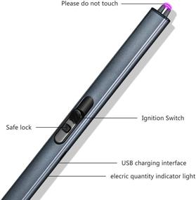 img 2 attached to 🔥 Windproof Flameless Arc USB Rechargeable Electronic Candle Lighter for Home Kitchen Cooking, Outdoor Camping BBQ - Gray Color