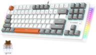 🎮 e-yooso проводная механическая игровая клавиатура с коричневыми переключателями, 87 клавиш, подсветка однотонного цвета и rgb боковая подсветка для игр на windows mac pc. логотип
