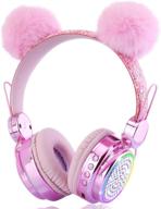 🎧 koraba kids bluetooth headphones with color changing led lights - perfect xmas gift for girls and boys (pink bear) logo