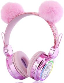 img 4 attached to 🎧 KORABA Kids Bluetooth Headphones with Color Changing LED Lights - Perfect Xmas Gift for Girls and Boys (Pink Bear)