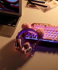 img 1 attached to 🎧 KORABA Kids Bluetooth Headphones with Color Changing LED Lights - Perfect Xmas Gift for Girls and Boys (Pink Bear)