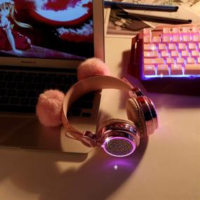 img 2 attached to 🎧 KORABA Kids Bluetooth Headphones with Color Changing LED Lights - Perfect Xmas Gift for Girls and Boys (Pink Bear)