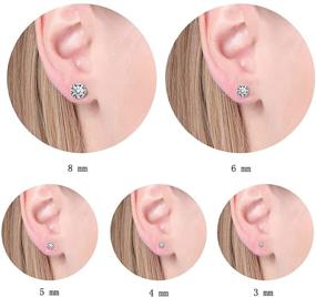 img 2 attached to VOJO 5 Pairs CZ Stud Earrings Set: Hypoallergenic 14K Gold Plated Stainless Steel Studs for Women, Men, and Girls - Sizes 3-8mm