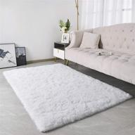 🔝 premium fluffy area rug - guucha 3x5 feet soft and fuzzy shag rugs for boys girls, cozy white carpet for bedroom living room nursery with strong backing logo