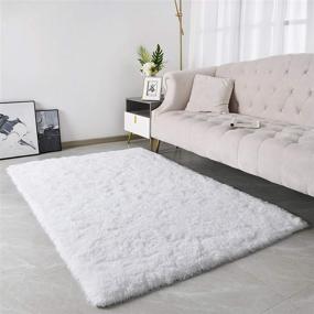 img 4 attached to 🔝 Premium Fluffy Area Rug - Guucha 3x5 Feet Soft and Fuzzy Shag Rugs for Boys Girls, Cozy White Carpet for Bedroom Living Room Nursery with Strong Backing