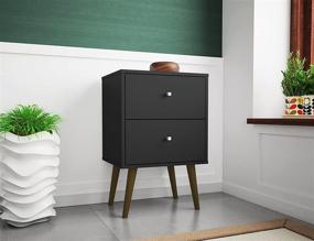 img 3 attached to 🌃 Stylish and Functional Manhattan Comfort Liberty Modern 2 Drawer Bedroom Nightstand/End Table in Black Finish