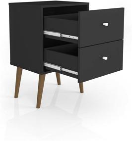 img 1 attached to 🌃 Stylish and Functional Manhattan Comfort Liberty Modern 2 Drawer Bedroom Nightstand/End Table in Black Finish