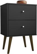 🌃 stylish and functional manhattan comfort liberty modern 2 drawer bedroom nightstand/end table in black finish логотип