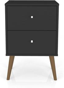 img 2 attached to 🌃 Stylish and Functional Manhattan Comfort Liberty Modern 2 Drawer Bedroom Nightstand/End Table in Black Finish