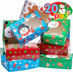 img 4 attached to 🎁 Joy Bang Christmas Cookie Boxes: 20PCS Gift-Worthy Holiday Candy Treat Containers with Window for Reindeer Santa Snowman Gingerbread Man Cookies