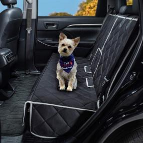 img 3 attached to Waterproof Non-slip Dog Car Seat Cover with Middle Seat Belt Compatibility - Pet Bench Seat Cover for Cars