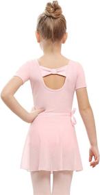 img 4 attached to 🩰 STELLE Girls Short Sleeve Ballet Leotard Combo: Dance Skirt & Tight Set