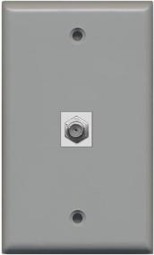 img 1 attached to RiteAV Gray Coax Cable TV Wall Plate - Sleek 1 Gang Flat Design