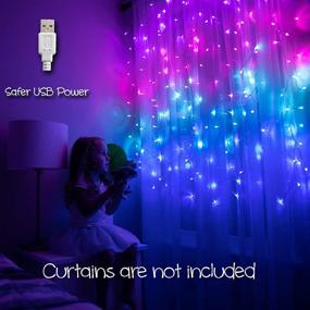 img 2 attached to Something Unicorn - Vibrant Purple Ombre LED String Curtain Lights with Remote: The Ultimate Décor for Teen Room, Girls Room, College Dorm, Nursery, and Kids Room. Perfect Mermaid Decoration! (Premium Version)