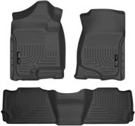 🐾 husky liners 98251 weatherbeater front & 2nd seat floor mats - fits cadillac escalade, chevrolet tahoe, gmc yukon 2007-2014 - black logo