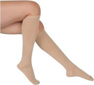 🧦 evonation women's usa made graduated compression socks: mild pressure medical quality knee high support stockings for best comfort fit, circulation, and travel (medium, tan beige nude) логотип