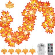 45led lighted fall garland with timer remote – fall maple leaves string lights for thanksgiving decorations, autumn home mantle and outdoor lighting логотип