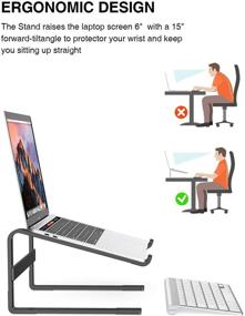 img 3 attached to 💻 Aenfor Laptop Stand for Desk - Ergonomic, Detachable Mount for 10-17.3 Inch Notebook Computers - Black Metal Holder