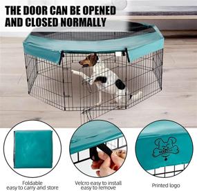 img 1 attached to Navatiee Dog Exercise Pen Cover - Escape-Proof Sunshade for Indoor/Outdoor Use - Rain/Sun Proof Pet Playpen Cover (Fits 24 Inch 8 Panel)