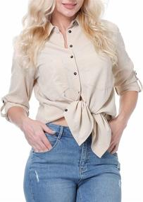 img 2 attached to 👚 Stylish and Versatile: Alex Vando Women's Long Sleeve Button Down Shirt with Two Pockets