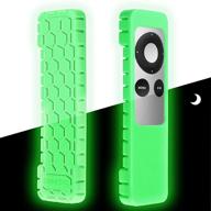 📺 fintie protective case for apple tv 2 3 remote controller - casebot (honey comb series), green glow in the dark - lightweight (anti slip) shockproof silicone sleeve cover logo