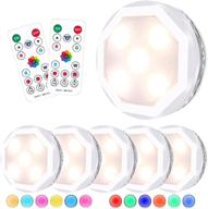 wireless under cabinet lighting rechargeable puck lights with remote control - led closet lights, tap lights, stick on lights for kitchen counter (6 pack, rgb) логотип