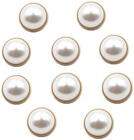 img 4 attached to 🧵 Pack of 10 Round Pearl Buttons with Shank for Sewing - Gold Button Crafts for Clothing - Shirts, Suits, Coats, Sweaters, Wedding Dress - Clothing Decorations - 40L/25mm Size