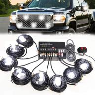 🚨 smallfatw hideaway strobe lights kit: 8 hid bulbs, 16 flashing modes, memory recall, 16ft power cord - ideal for trucks and vehicles - white emergency strobe lights logo