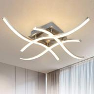 modern led ceiling light fixture by dllt - 4-light, 18w curved design, brushed nickel, 3000k warm light - perfect for kitchen, hallway, bedroom, and living room! логотип