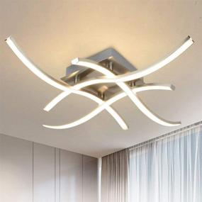 img 2 attached to Modern LED Ceiling Light Fixture by DLLT - 4-Light, 18W Curved Design, Brushed Nickel, 3000K Warm Light - Perfect for Kitchen, Hallway, Bedroom, and Living Room!