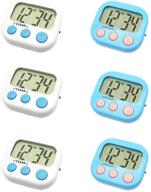 6 pack digital timers for teachers and kids - magnetic back, large lcd display, loud alarm - perfect for classroom, homework, exercise - blue and white (3 each) logo