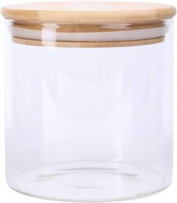 img 3 attached to 🍱 Lawei 4 Pack Glass Storage Jars with Sealed Bamboo Lids - Versatile 18.6 FL OZ Clear Glass Canisters for Tea, Coffee, Spice, Candy, Cookie - Bulk Food Storage Solution