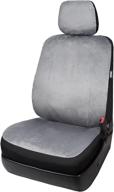 leader accessories velour super soft 1pcs grey car front seat cover with headrest cover airbag compatible logo