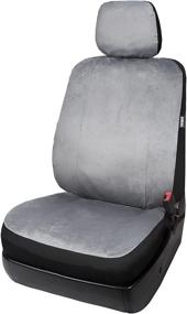 img 4 attached to Leader Accessories Velour Super Soft 1Pcs Grey Car Front Seat Cover With Headrest Cover Airbag Compatible