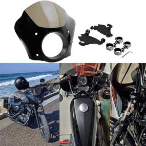 img 4 attached to 🏍️ HDBUBALUS Black Headlight Gauntlet Fairing w/Trigger Lock Mount, Fits Harley Sportster 1200 & 883 (39mm)