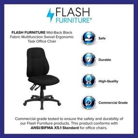 img 1 attached to 💺 Comfortable and Versatile: Flash Furniture Mid-Back Black Fabric Multifunction Swivel Ergonomic Task Office Chair