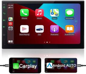 img 4 attached to Автомобильная стереосистема EinCar Double Din Android Auto Carplay с Bluetooth 7-дюймовый сенсорный экран GPS-навигатор Автомобильный аудиоприемник FM/AM/RDS Радио Видео Мультимедиа 2G RAM 32 ROM Поддержка входа камеры AUX-In WiFi