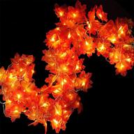 igeekid maple leaves lighted fall garland 40 led 16.4ft string lights battery operated fall halloween thanksgiving autumn decor for home party indoor outdoor (warm white) логотип