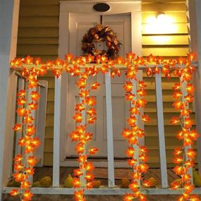 img 2 attached to iGeeKid Maple Leaves Lighted Fall Garland 40 LED 16.4FT String Lights Battery Operated Fall Halloween Thanksgiving Autumn Decor for Home Party Indoor Outdoor (Warm White)